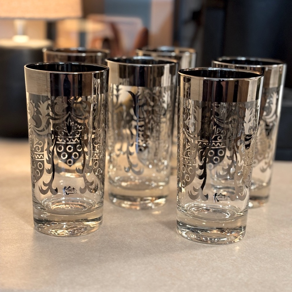 KIMIKO Silver Knight High Ball Tumblers set of 6